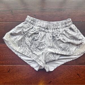 lululemon Floral Running Shorts | Built-In Liner | Gray/White